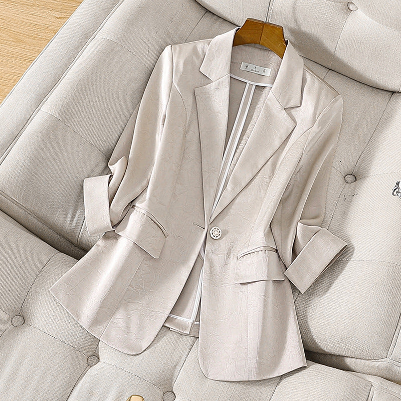 Satin Suit Jacket For Women Spring And Summer Elegant High Sense Small Casual Suit Top