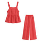 Summer Women's New Red Sleeveless Top And Trousers Two-piece Set