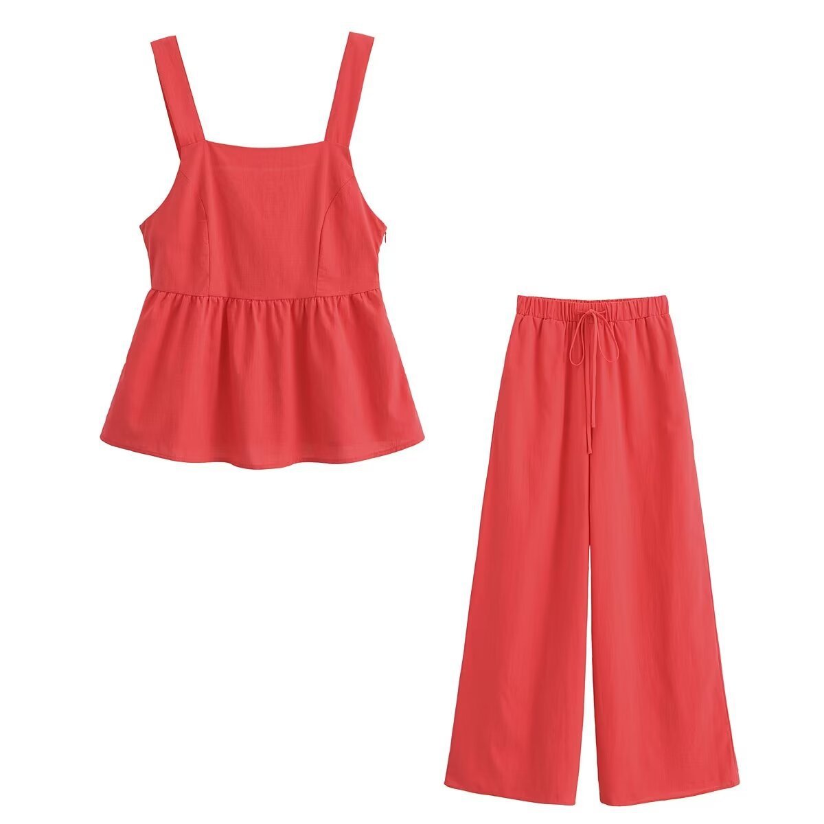 Summer Women's New Red Sleeveless Top And Trousers Two-piece Set