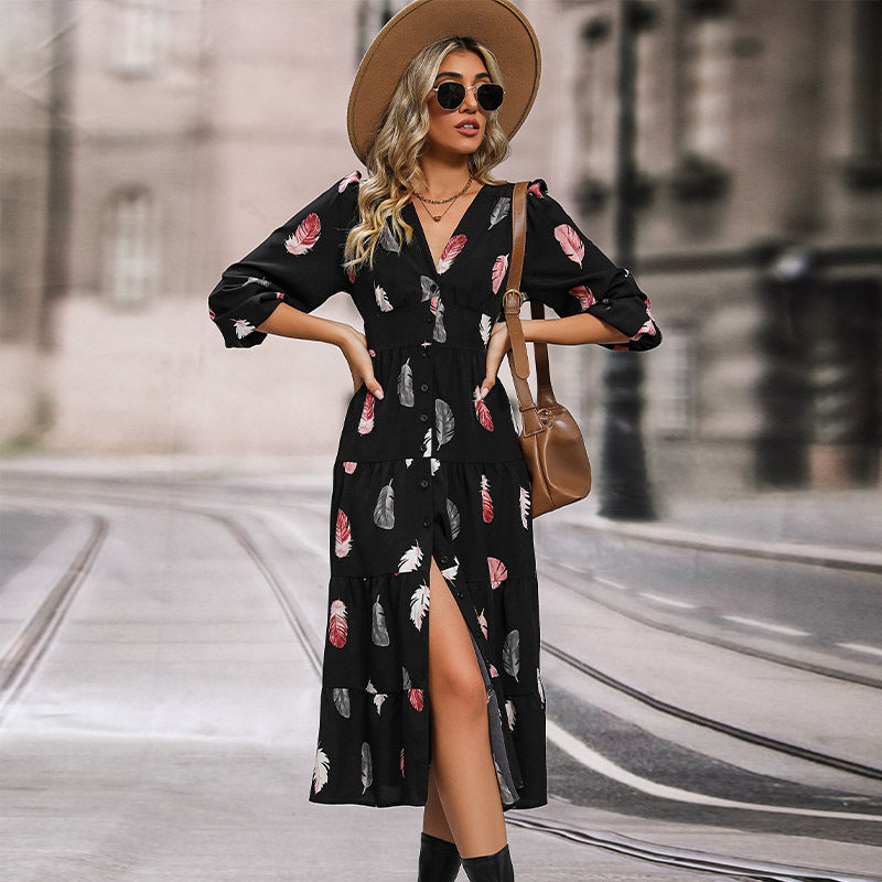 Robe à manches longues à imprimé floral