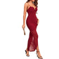 Deep V-neck Camisole Dress For Women, Fashionable And Elegant With Built-in Bra