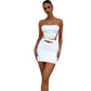 Elastic Bust Wrap Top And Short Skirt Set With Drawstring