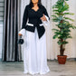 Fashion Flared Sleeves Top Pleated Wide-leg Pants Suit Two-piece Set