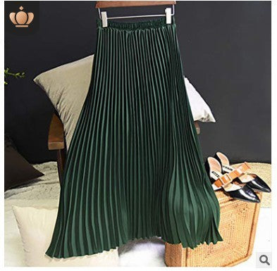 Solid Color High Waist Half-length Skirt Female Elastic Waist Chiffon Skirt