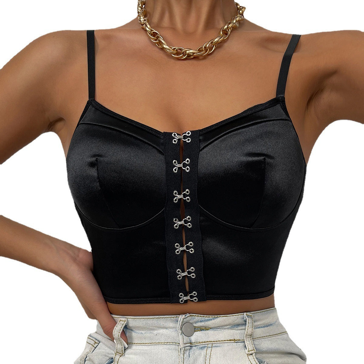 Niche Design Buttoned Satin Premium Wrap Vest