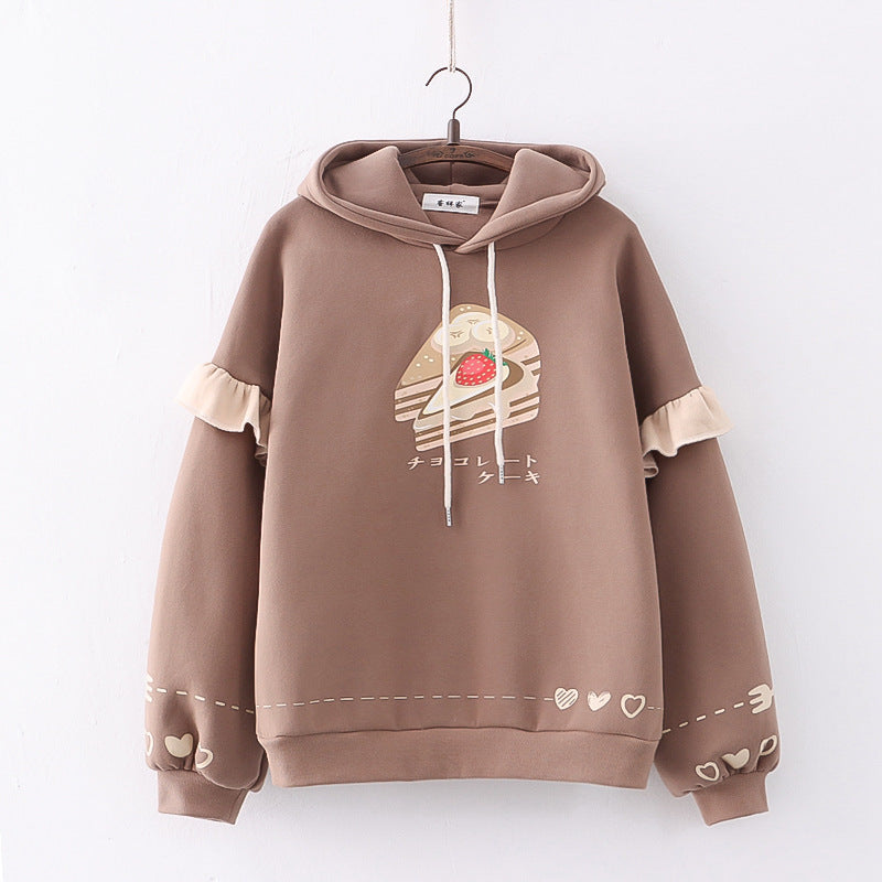 Pull à capuche ample et décontracté en peluche pour femme