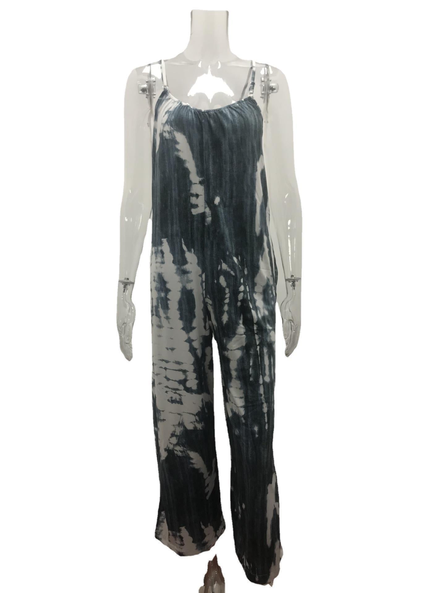 Pantalon large une pièce à bretelles pour femme