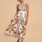 Women's Floral Print Lace-up Sleeveless Mid-length Dress
