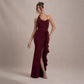 Sexy Asymmetrical Halterneck Three-Dimensional Floral Slim-Fit Split Evening Gown