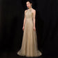 Robe de banquet slim champagne tendance pour femme