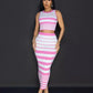 Design Striped Vest Hip Skirt Suit