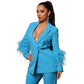 Women's Ostrich Fur Two-piece Lapel