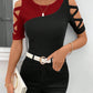 Color Matching Cross Off-the-shoulder Slim Top For Women