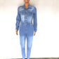 Slim-fit Stretch Foot Wash Denim Jumpsuit