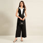 Black And White Contrast Sleeveless Jumpsuit
