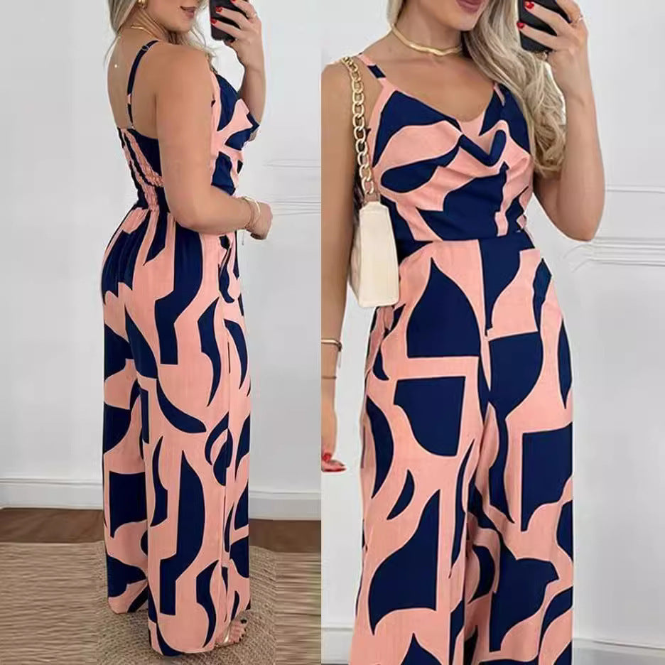 Combinaison dos nu à jambes larges et taille haute pour femme