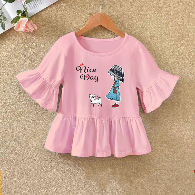T-shirt à manches volantées pour enfant, bas d'été
