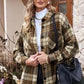 Lapel Single Breasted Shirt Women's Commuting Wear Loose Plaid