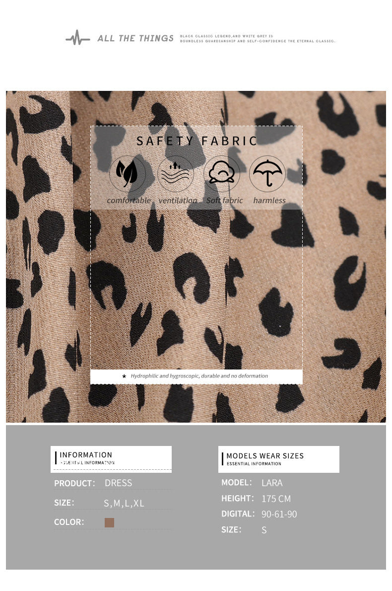 New European And American Summer Women's Leopard Print Halter Irregular Slit Dress