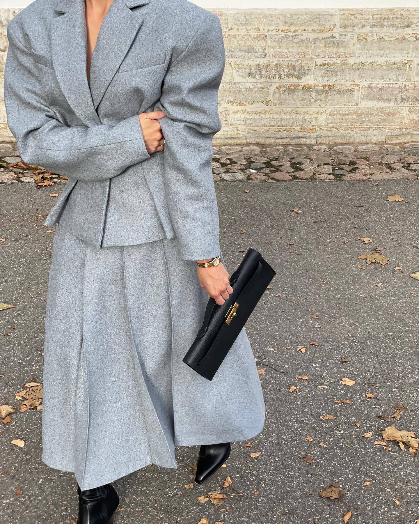 Fashion Waist-controlled Small Suit A- Line Skirt Two-piece Suit