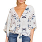 Spring And Summer New V-neck Short-sleeved Printed Loose Top Women's