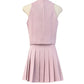 Summer High Waist Pleated Skirt Two-piece Set