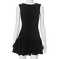 Contrast Color Round Neck Sleeveless Lace Fashion Short Dress Women
