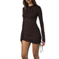 Stylish Womens Dress With A Stand-up Collar And Pleats