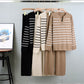 Chic Design V-neck Striped Knitting Suit Women