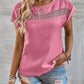Women's Summer New Casual Solid Color Stitching Lace Top