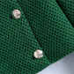 Women's Slim Short Double-Breasted Textured Jacket
