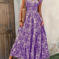 Printed V-neck Waist-tight Long Dress