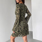 New Bell Sleeve Double-layer Mesh Flocking Large V-neck Dress