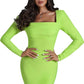 Long Sleeve Square-neck Elegant Slim-fit Dress
