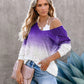 Commuter V-Neck Spray Dye Blouse Knit Top