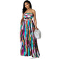 European And American Slim-fit Printed Zipper Chiffon Sleeveless Tube Top Jumpsuit