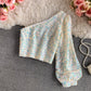Slim-fit All-matching Short Glitter T-shirt Long Sleeve Top