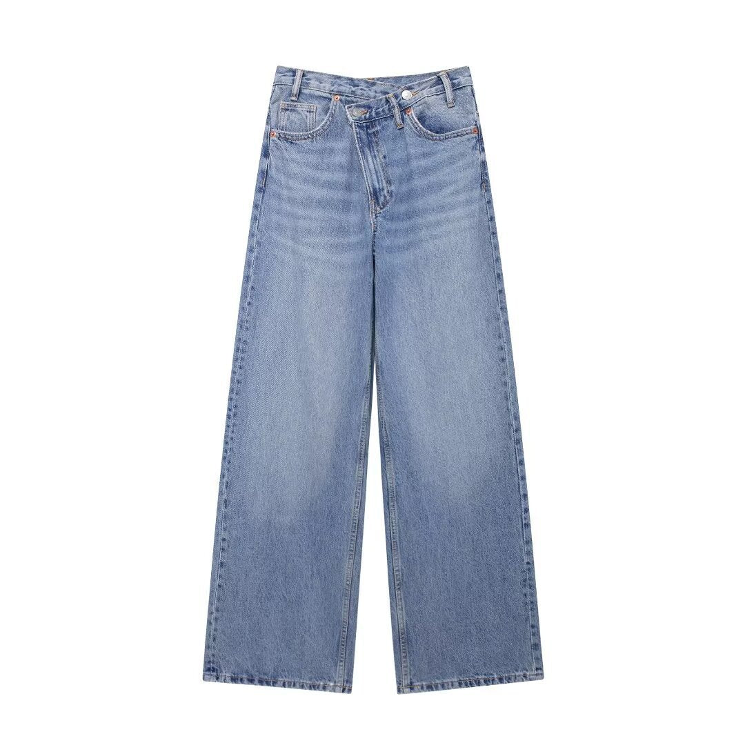 Summer European And American Style High Waist Loose Trousers Straight Wide Leg Pants