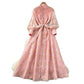 French Romantic Style Stand Collar Lantern Sleeve Heavy Embroidery Dress