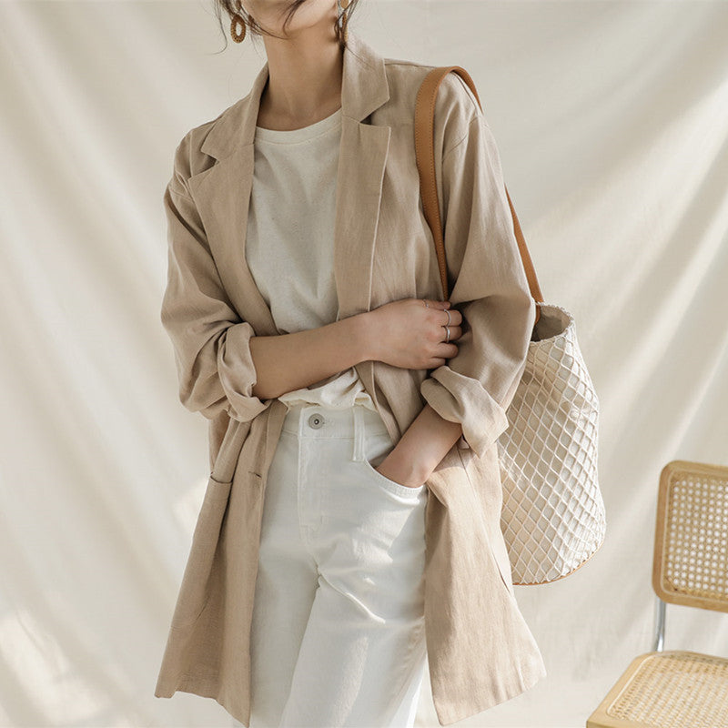 One Button Solid Color Casual Suit Top
