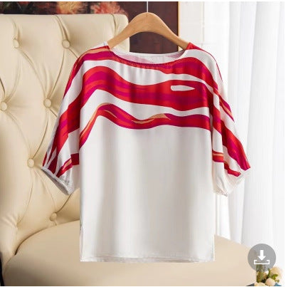 Women's Pullover Chiffon Shirt Striped Top