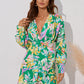 Women's Fashionable Simple Flower Printed Waist-controlled Long Sleeve Dress