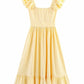 Women's Three-color Single-breasted Striped Ruffled Waist Dress