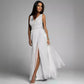 Robe de soirée sexy sans manches à col en V pour femme