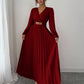 Women's Solid-color Casual Chic V-neck Dress