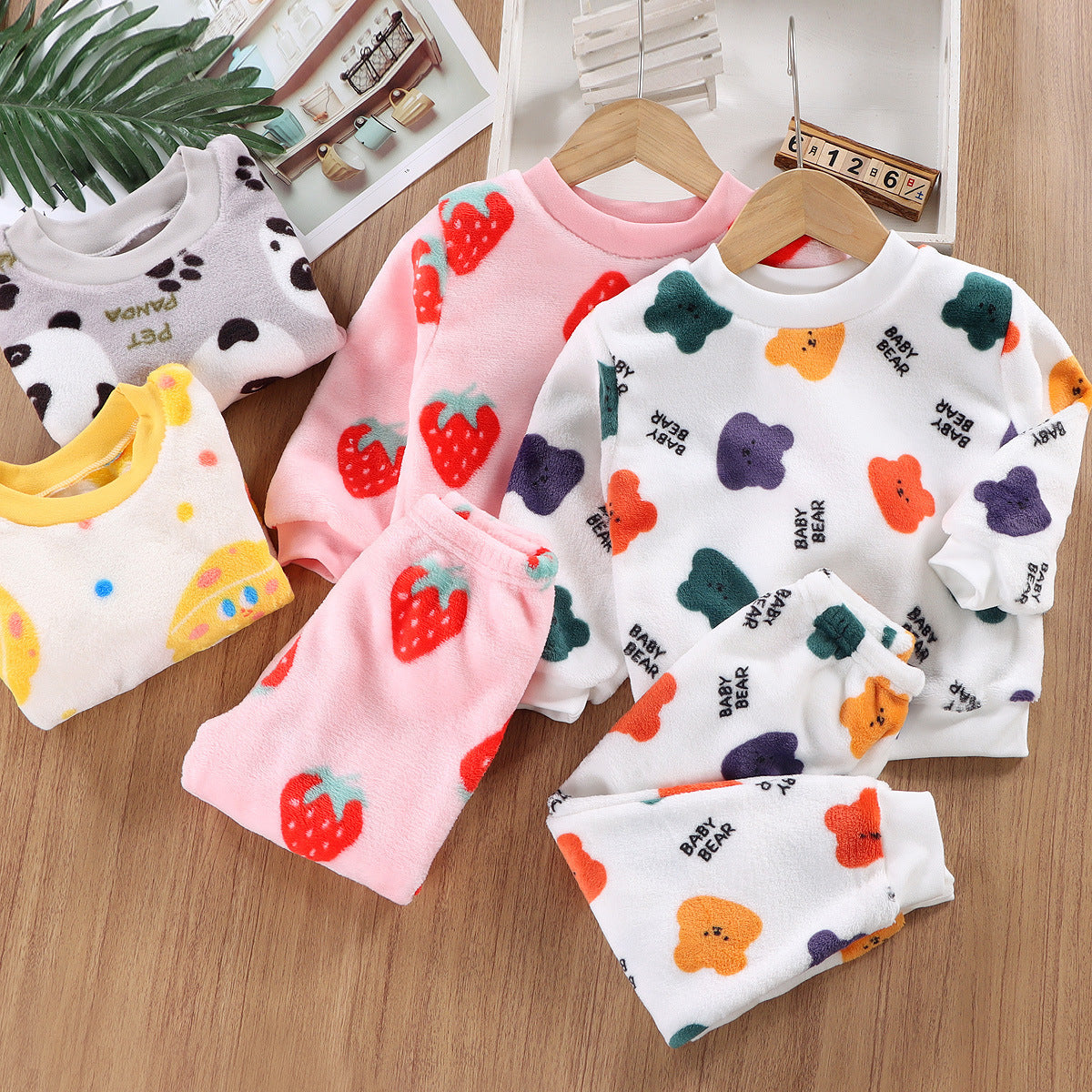 Cotton Padded Thickened Home Wear Autumn Clothes Long Pants Boys And Girls Underwear Suit