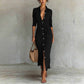 Elegant Casual Lace-Up Button-Down Shirt Dress New Arrival