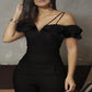 Solid Color Jumpsuit With Frilly Edge