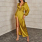 Loose Solid Color And V-neck Dress For Women