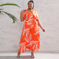 French-style Elegant Plus-size White Ink-wash Floral V-neck Short-sleeve Waist-cinched Maxi Dress